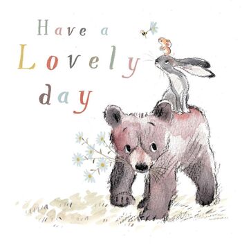 Bonne journée, carte de vœux de qualité, « l'ours, le lièvre et la souris », illustrations réconfortantes, fabriquées au Royaume-Uni, sans plastique, BHME010. 3
