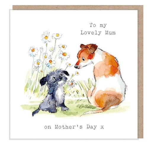 Mother's Day Card -Quality Greeting Card - Charming illustration - 'Absolutely barking' range - Cute terriers- made in UK ABMD03