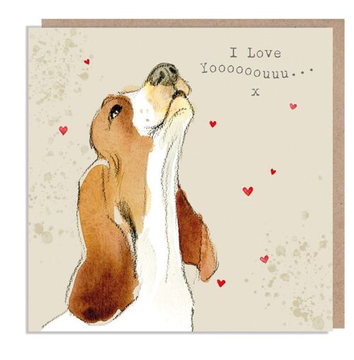 Anniversary - I love you -Quality Greeting Card - Charming illustration - 'Absolutely barking' range - Basset Hound - Made in UK - ABE013
