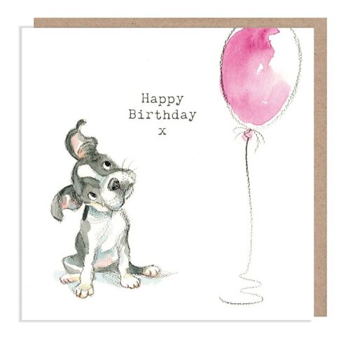 Dog Birthday Card - Quality Greeting Card - Charming illustration - 'Absolutely barking' range - French Bulldog - Made in UK - ABE04