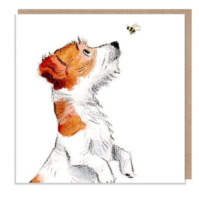 Carte vierge - Carte de voeux de qualité - Illustration de chien charmant - Gamme 'Absolutely barking' - Jack Russell - Made in UK - ABE030