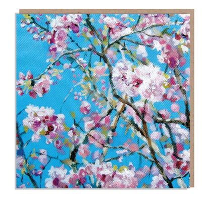Cherry Blossom Tree-Grußkarte, 'The Flower Gallery'-Reihe, Papierschuppen-Design, Kunstkarte, Originalgemälde von Dan O'Brien, innen blanko