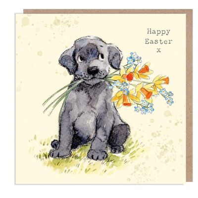 Easter Card - Quality Greeting Card - Charming illustration - 'Absolutely barking' range - Black Labrador design - Made in UK - ABEASTER02