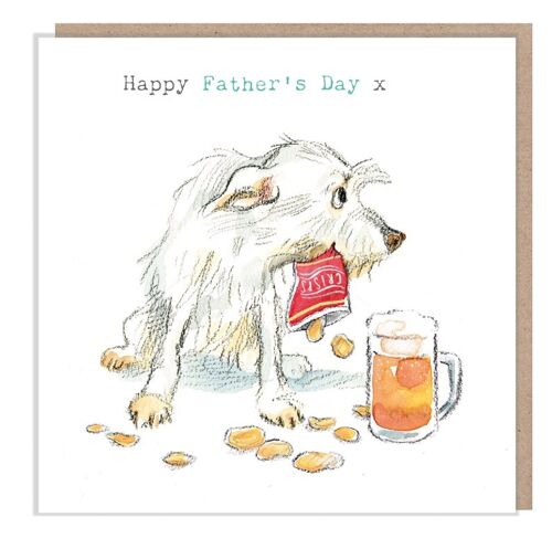 Fathers Day - Love you Dad -Quality Greeting Card - Charming illustration - 'Absolutely barking' range - Made in UK - ABFD01