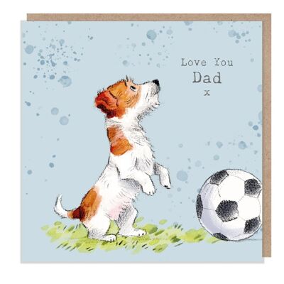 Fathers Day - Love you Dad -Quality Greeting Card - Charming illustration - 'Absolutely barking' range - Jack Russell - Made in UK - ABE018