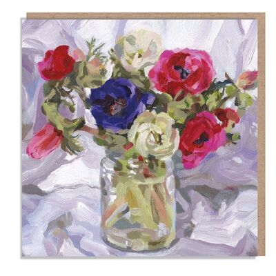 Anemoni - Biglietto d'auguri, Gamma 'The Flower Gallery', Paper Shed Design, Art Card, Pittura originale di Dan O'Brien, Vuoto all'interno