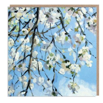 Blossom Tree – Grußkarte, 'The Flower Gallery'-Reihe, Papierschuppen-Design, Kunstkarte, Originalgemälde von Dan O'Brien, innen blanko