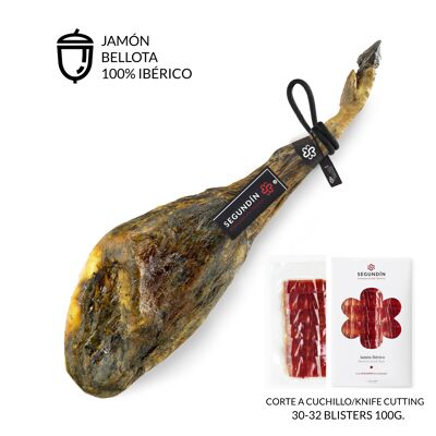 Jamón Ibérico  de  Bellota 100% raza ibérica | 8,5-9 Kg | Loncheado a cuchillo