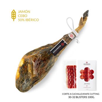 Jambon Ibérique de Cebo 50% Race Ibérique | 7.5-8Kg | Tranché au couteau 1