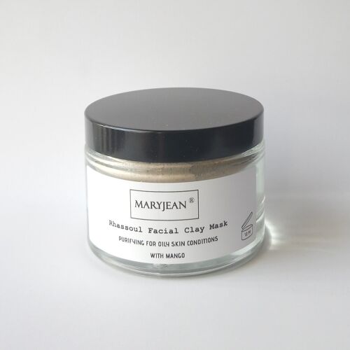 Purifying Rhassoul Clay Facial Mask For Oily Skin Conditions With Mango