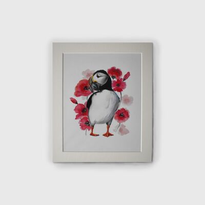 Print - Puffins and Poppies