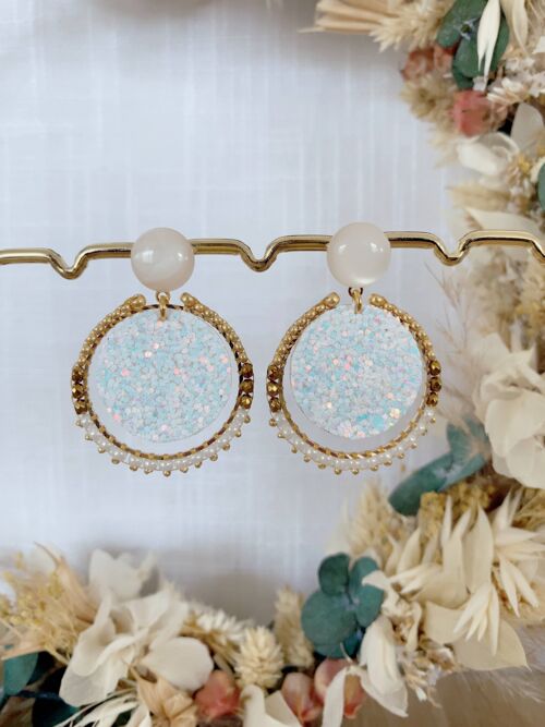 Boucles d’oreilles « Little Pretty » – Glitter Blanc