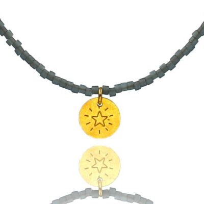 Collier Charme 'Little Star' Gris Transparent