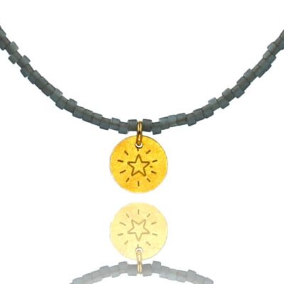 Transparente graue „Kleiner Stern“-Anhänger-Halskette