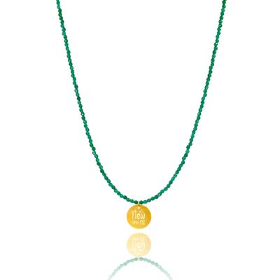 New Year Me' Lucky Charm 2022 Collana in agata verde