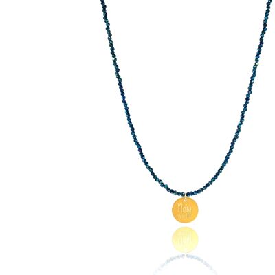 Silvester-Ich-Glücksbringer 2022 Blaue Spinell-Halskette
