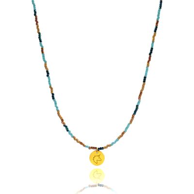 Collier à breloques 'Licorne' multicolore bleu