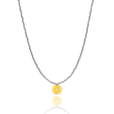Glänzende hellgraue „Einhorn“-Anhänger-Halskette