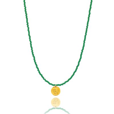 Never Grow Up-Peter Pan's Feather' Emerald Matte Miyuki Necklace