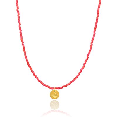 Collana "uccellino" rosso fuoco