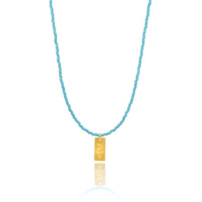 Light Blue Miyuki 'You Got This' Necklace