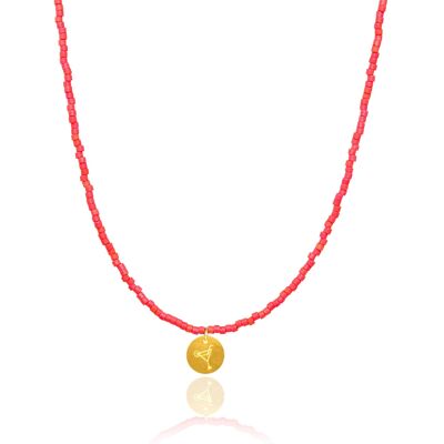 Collier 'Cocktail' Miyuki Rouge Corail