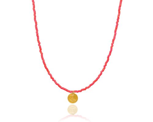 Coral Red 'Lycky Eye' Necklace