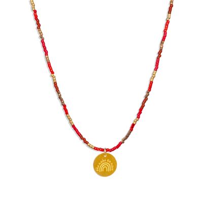 Multi Miyuki 'Rainbow' Necklace - Red
