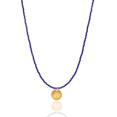 Navy Blue Miyuki 'Rainbow' Necklace