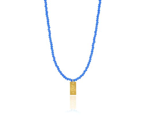 Crystal 'You Got This' Necklace - Blue