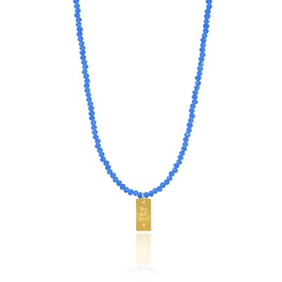 Crystal 'You Got This' Necklace - Blue