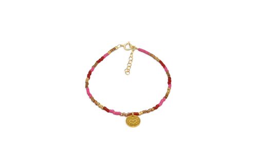 Red and pink miyuki 'little heart' bracelet - Multi Red Pink