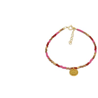 Red and pink miyuki 'little heart' bracelet - Multi Red Pink