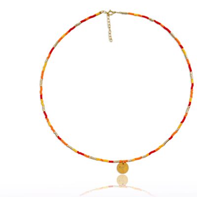 Multi Red Orange Miyuki 'Cocktail' Necklace