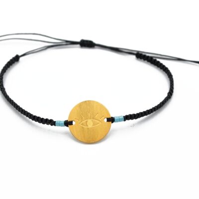 Pulsera de macramé 'Lucky eye' en oro negro