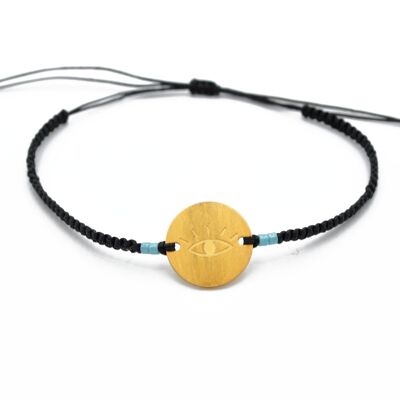 Black gold 'Lucky eye' macrame bracelet