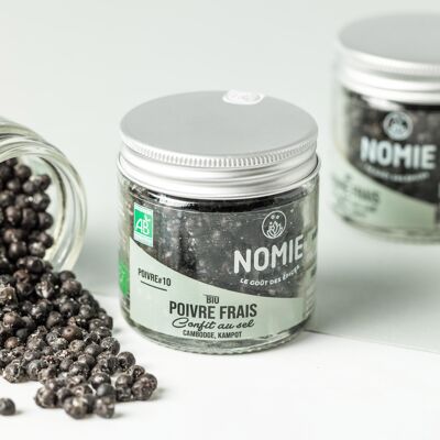 Pimiento verde de Kampot confitado con sal BIO, tarro grande de 60ml