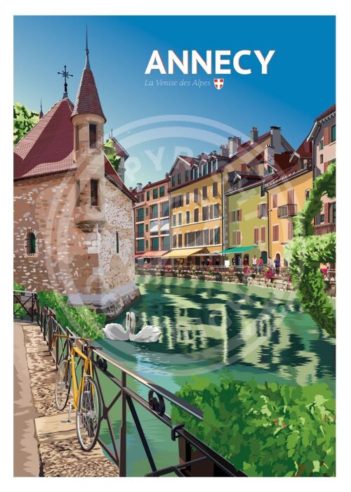 Affiche de la ville de annecy - 50 x 70 cm