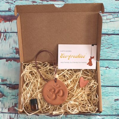 Om (Terracotta) Shaped Reusable Aromatherapy Car Freshie