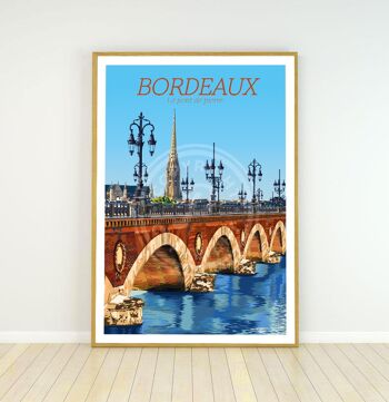Affiche de bordeaux - le pont de pierre - 30x40 cm 2