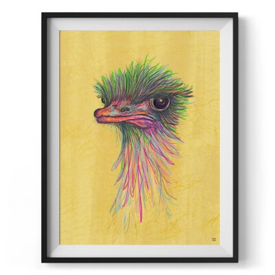 Olive The Ostrich Wall Art Print A4 and A3