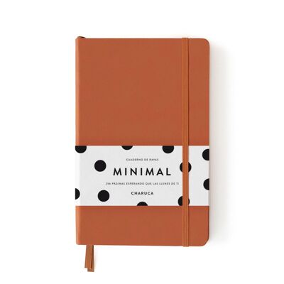 Cuaderno con goma. Canela. Rayas