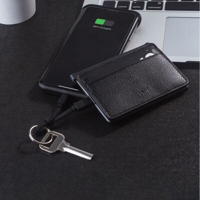 💰 Card holder & charger - Iné Recycled Leather - The Wallet Black 💰