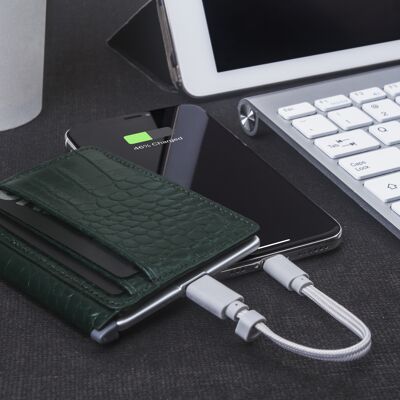 💰 Card holder & Charger - Iné recycled leather - The wallet Green Forest 💰