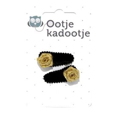 Fermacapelli per bebè VELLUTO oro rosa