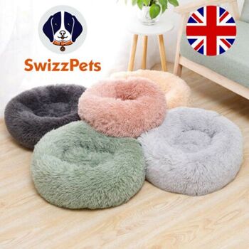 LIT POUR CHIEN DONUT GRIS FONCÉ LARGE 70 CM LIT POUR CHAT MOELLEUX ET CHAUD 5