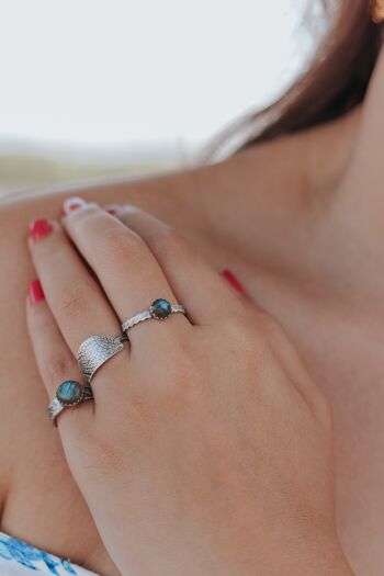 Bague Ethnique Awá Labradorite Argent 2