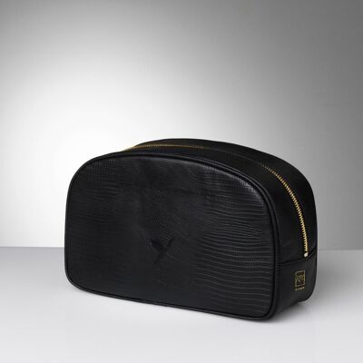 Lviii - caisse d'article de toilette petit/small toiletry case - black vaux croco