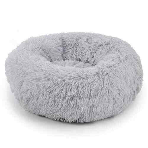Light grey  large 70cm donut dog bed  shag fluffy and warm  cat bed