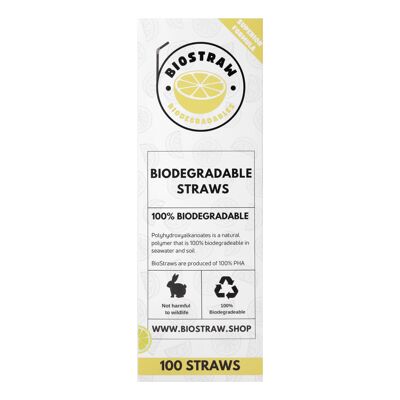 100 pcs biodegradable straws in black 20cm x 0.6cm